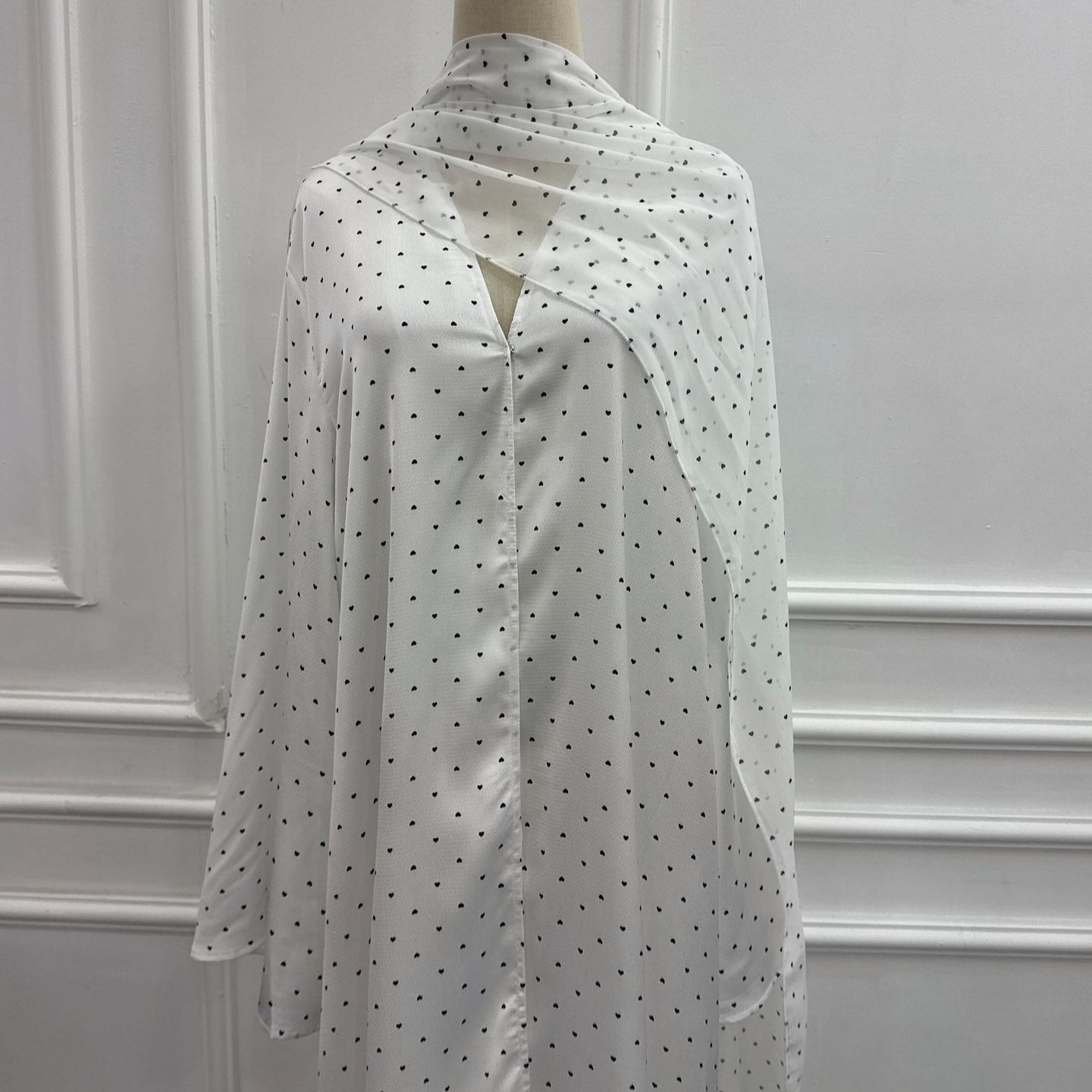 Printed Double-Layer Open Abaya & Hijab Set(MOA324)