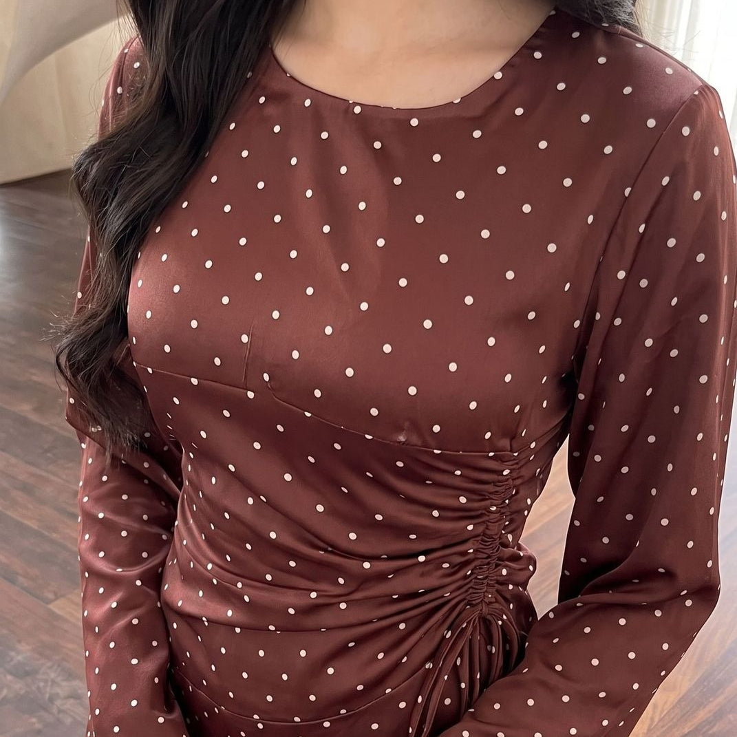 Maxikleid mit Polka-Dot-Muster und ausgestellten Ärmeln (MS503)