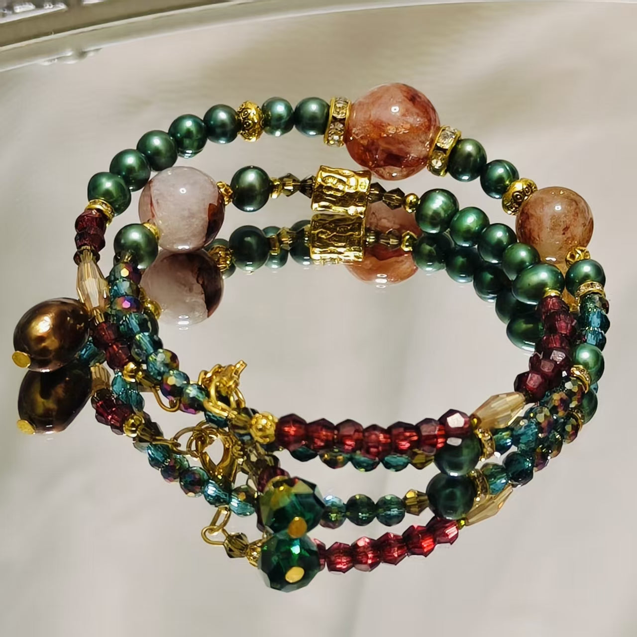 Handcrafted Crystal Floral Bracelet | Sparkling Statement Jewelry | Elegant Art-Inspired Accessory for Women (MAC348)