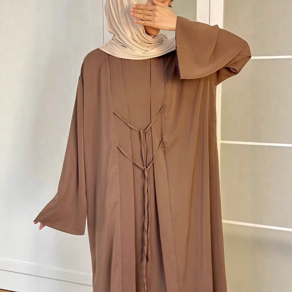 2 - Piece Satin Open Abaya Set(MOA317) - Mariam's Collection