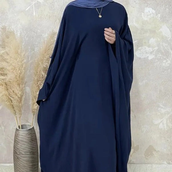 Modest Batwing Sleeve Loose Solid Color Maxi Abaya(MA172)