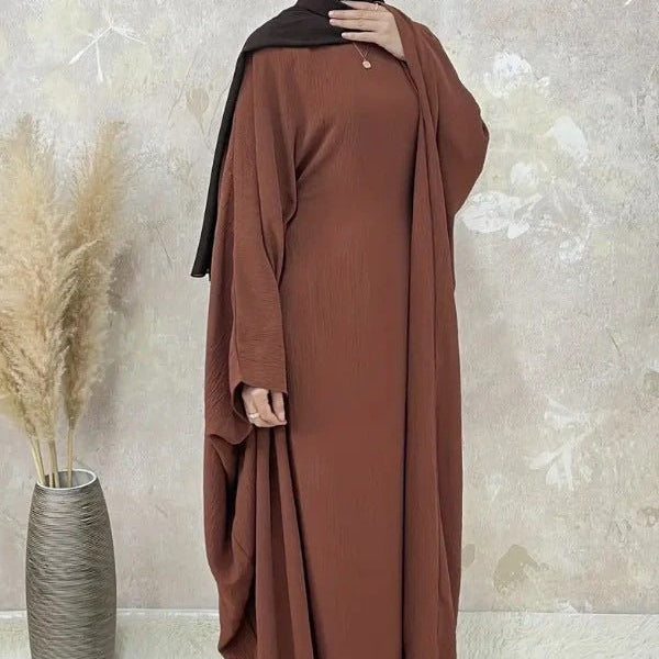 Modest Batwing Sleeve Loose Solid Color Maxi Abaya(MA172)