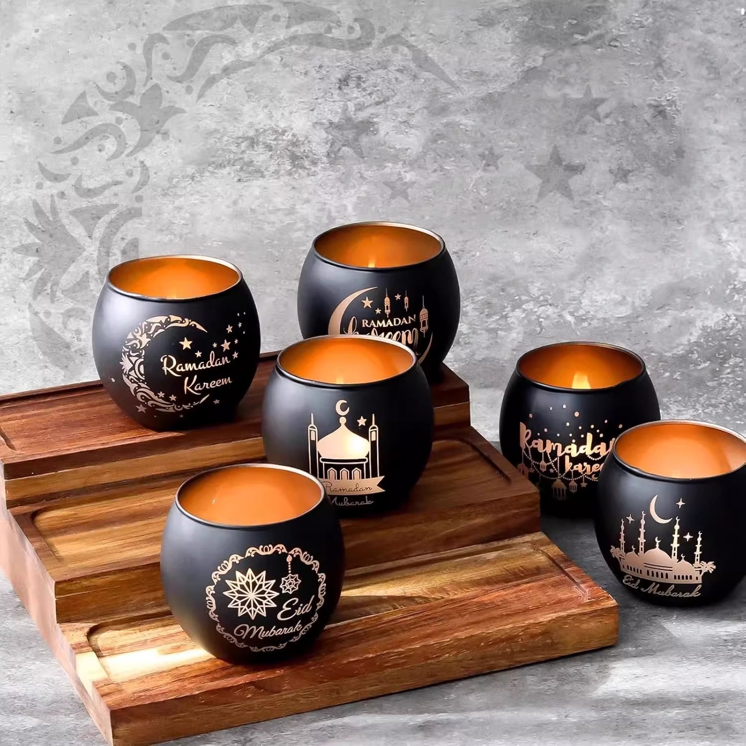 Ramadan Scented Candle Glass Holder Set (MAC391)