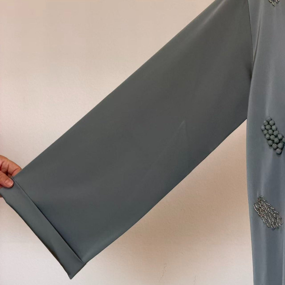 3D Beaded Open Abaya | Embellished Longline Cardigan Robe - MP076 - Mariam's Collection