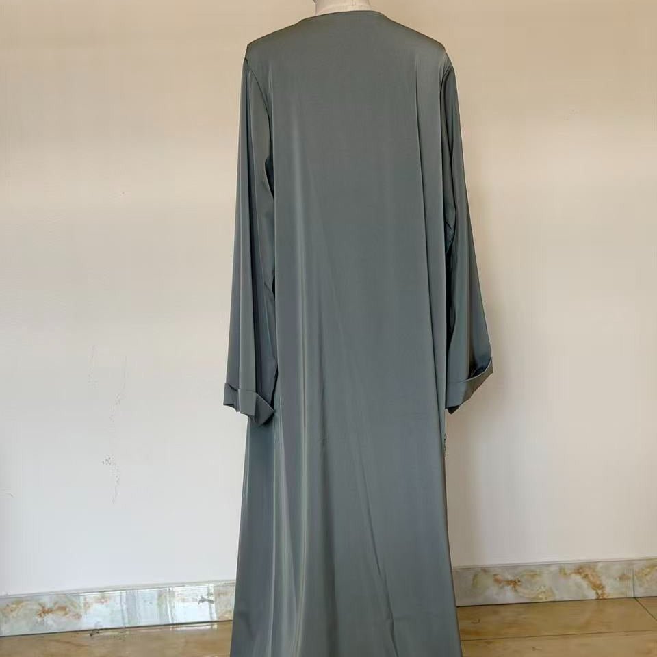 3D Beaded Open Abaya | Embellished Longline Cardigan Robe - MP076 - Mariam's Collection