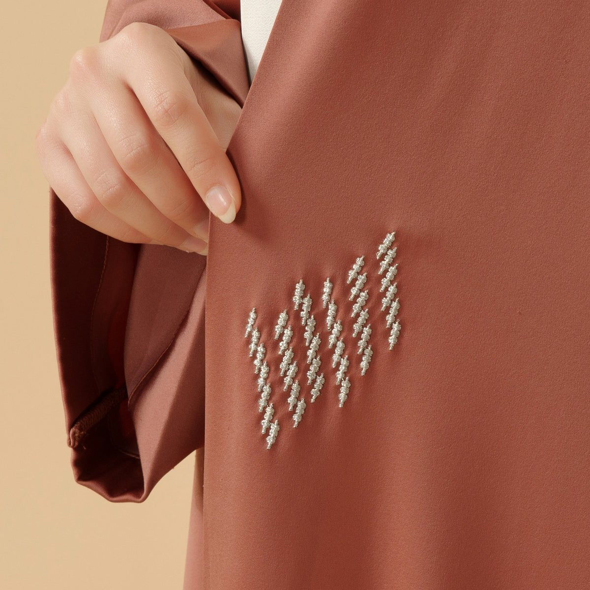 3D Embroidery Abaya With Geometric Beads. 3D Embroidered Open Abaya (MOA085) - Mariam's Collection