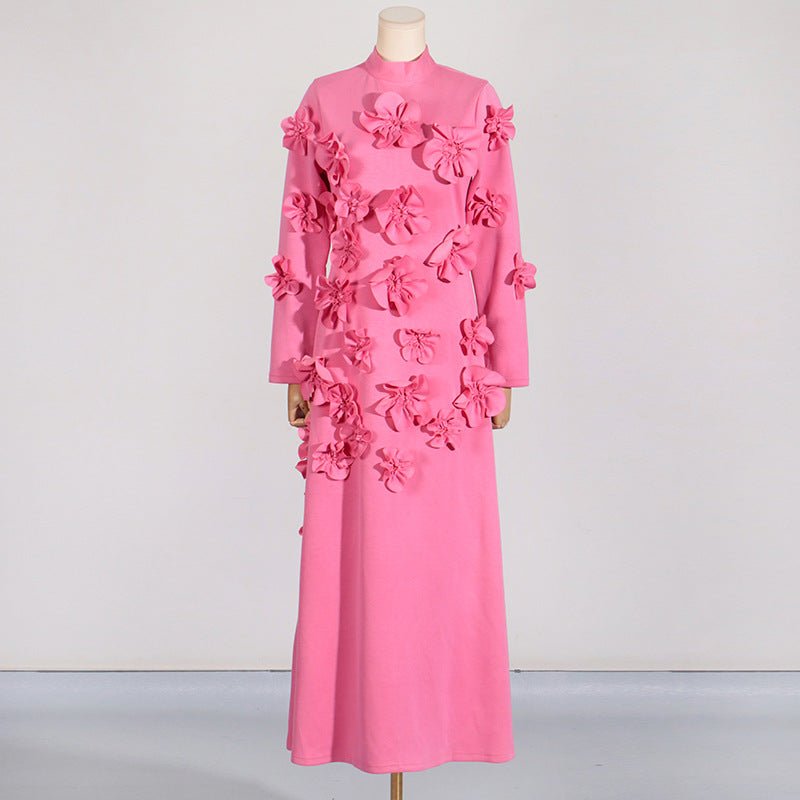 3D Floral Appliqué Maxi Dress(MS356) - Mariam's Collection