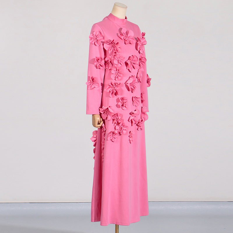 3D Floral Appliqué Maxi Dress(MS356) - Mariam's Collection