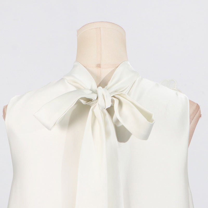 Side profile of the 3D floral sleeveless maxi dress