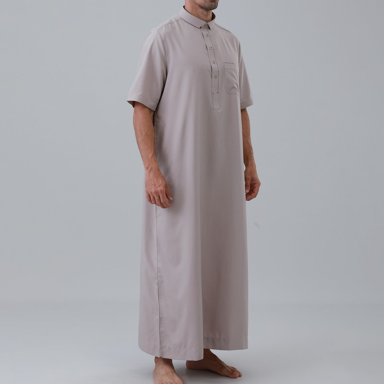 Men's Solid Color Thobe with Button Placket(MT038)