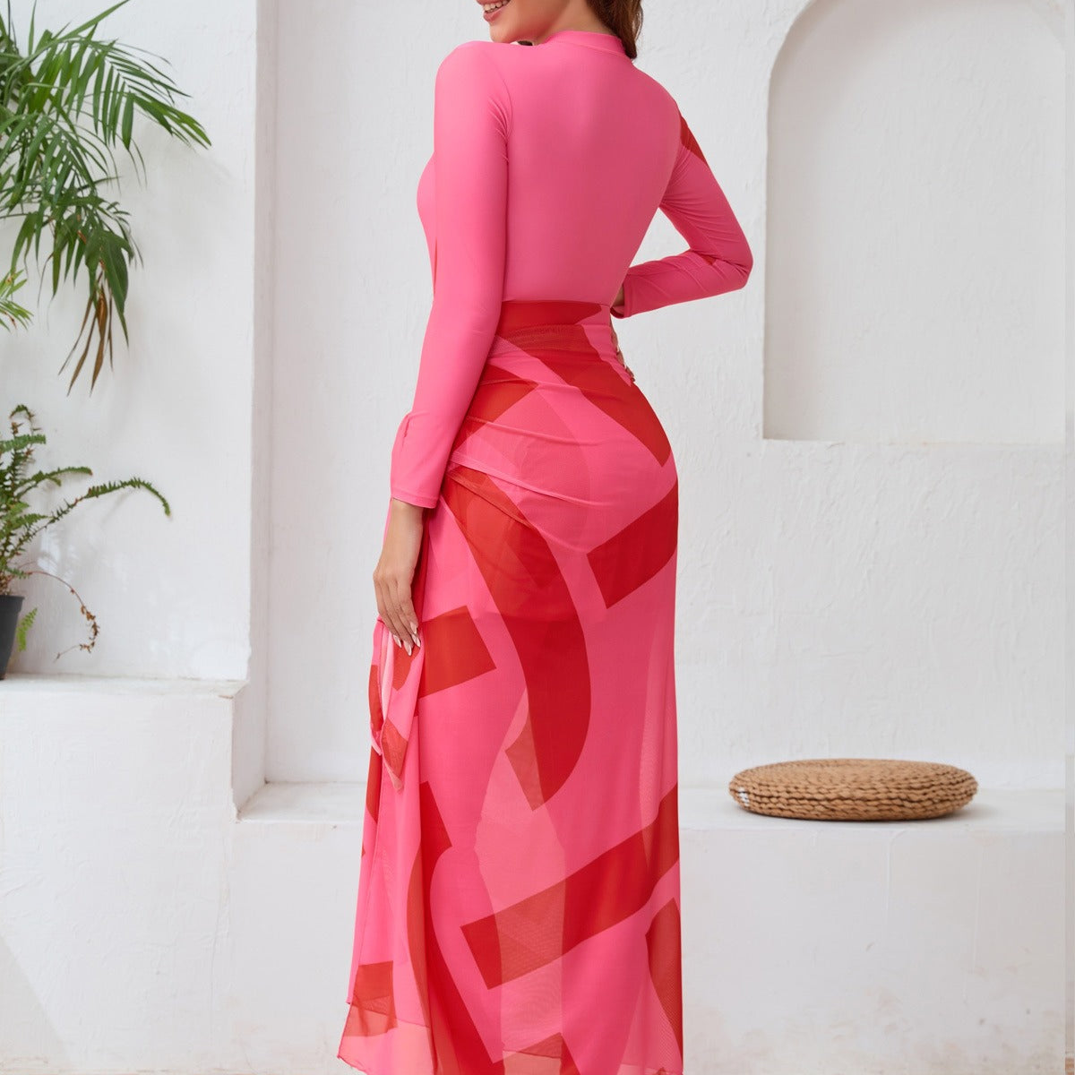 Long Sleeve Peplum Swim Set(MB025) - Mariam's Collection