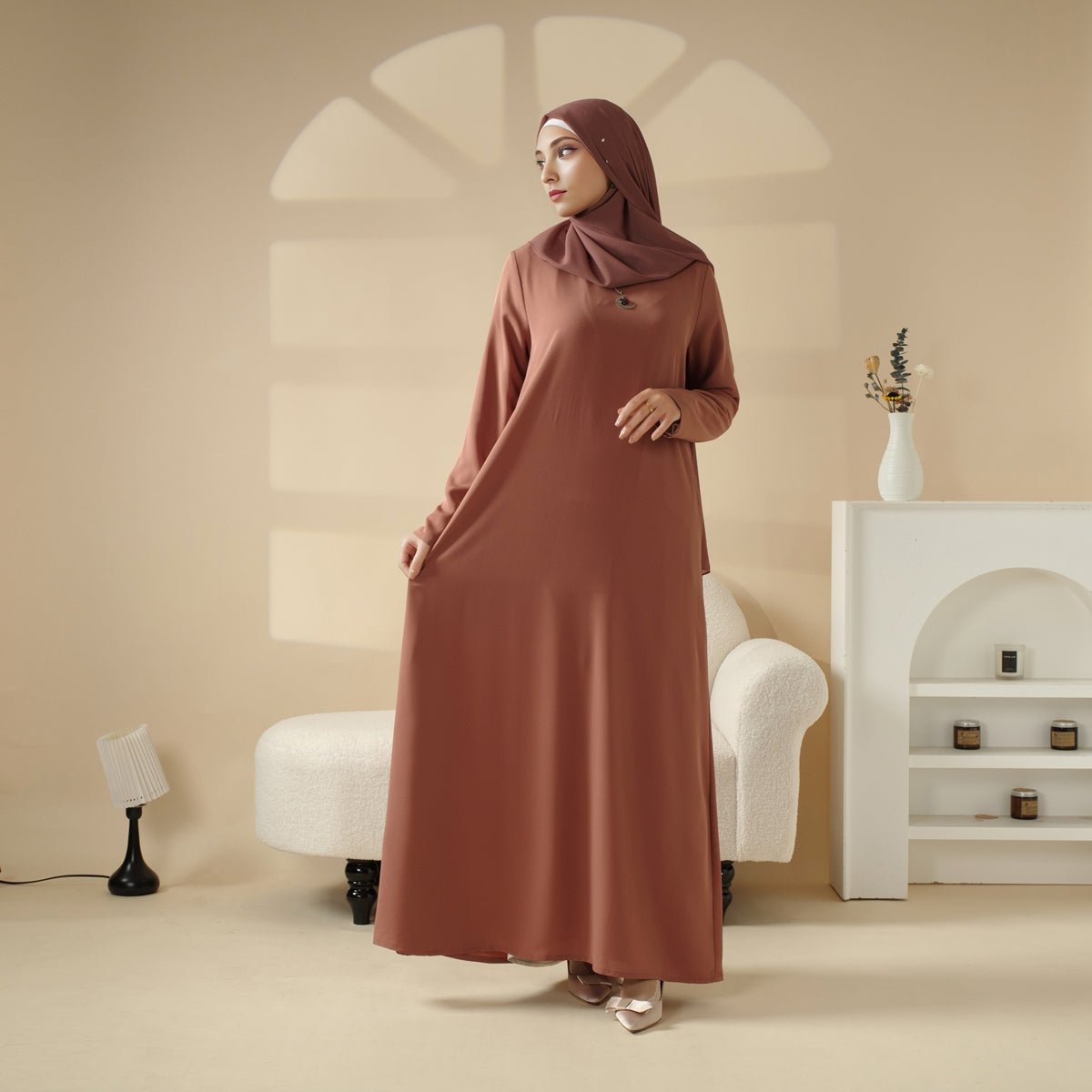 5 - Piece Set Farasha Abaya, Premium Farasha Textured Open Abaya (MOA095) - Mariam's Collection