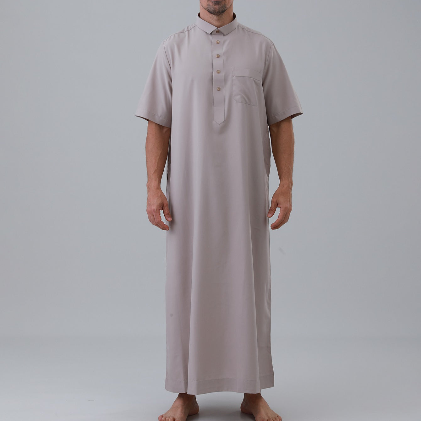 Men's Solid Color Thobe with Button Placket(MT038)