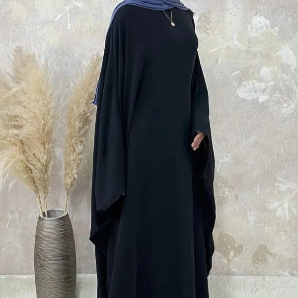 Modest Batwing Sleeve Loose Solid Color Maxi Abaya(MA172)
