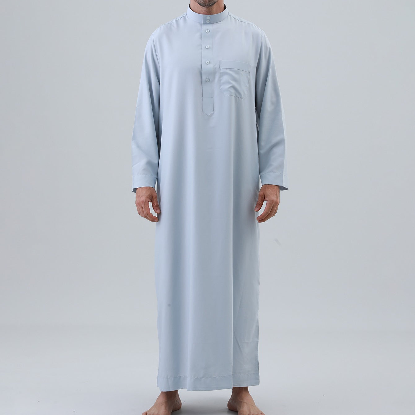 Men's Solid Color Thobe with Button Placket(MT036)