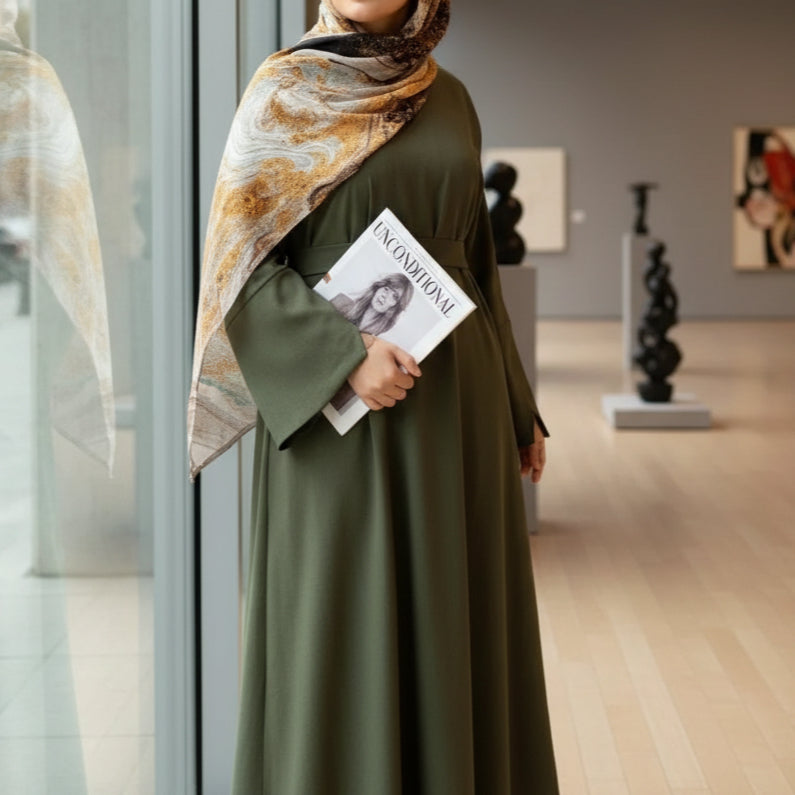 Premium Linen Effect Pullover Abaya with Pockets (MA341)
