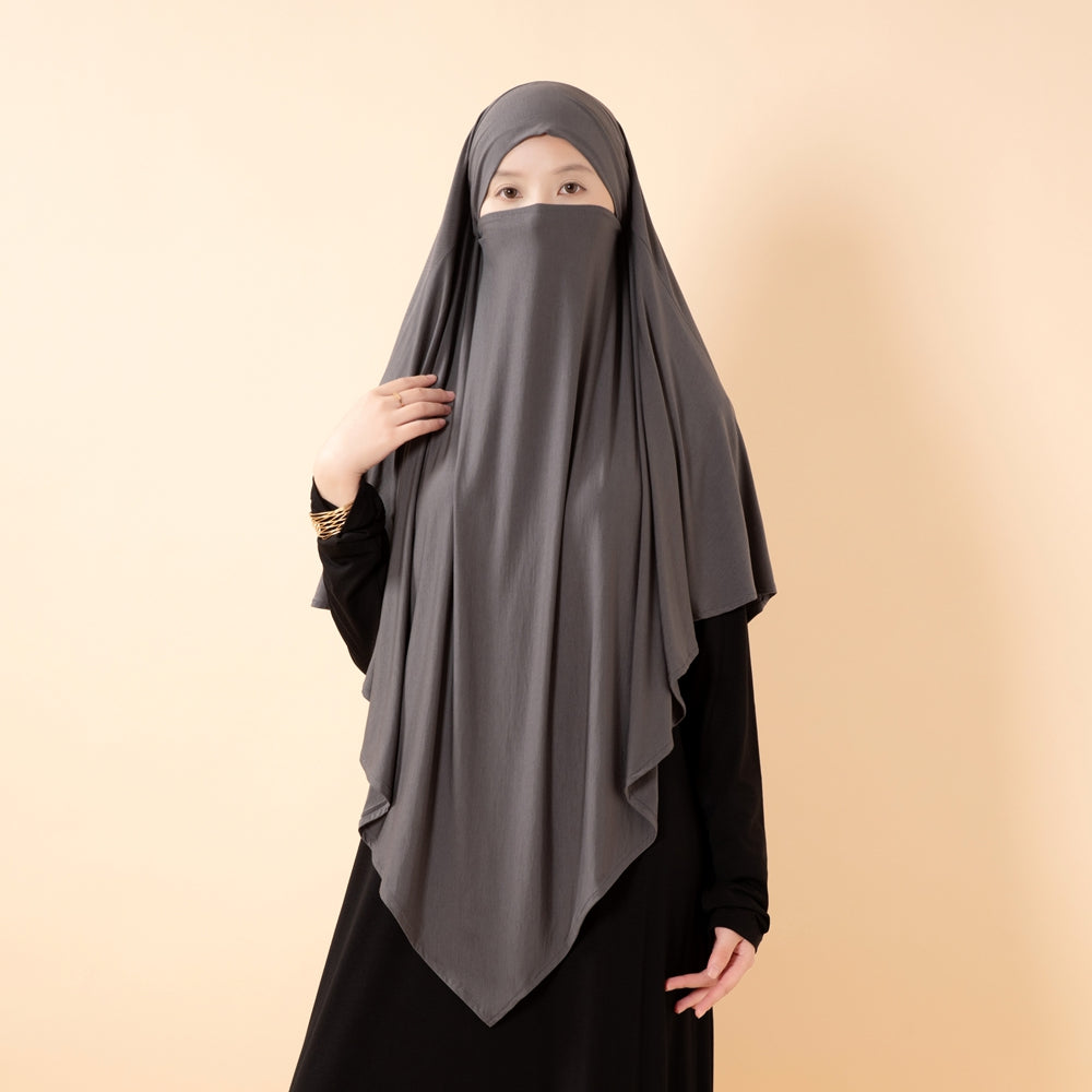 Premium Lenzing™ Modal Khimar with Integrated Face Veil (MK029)