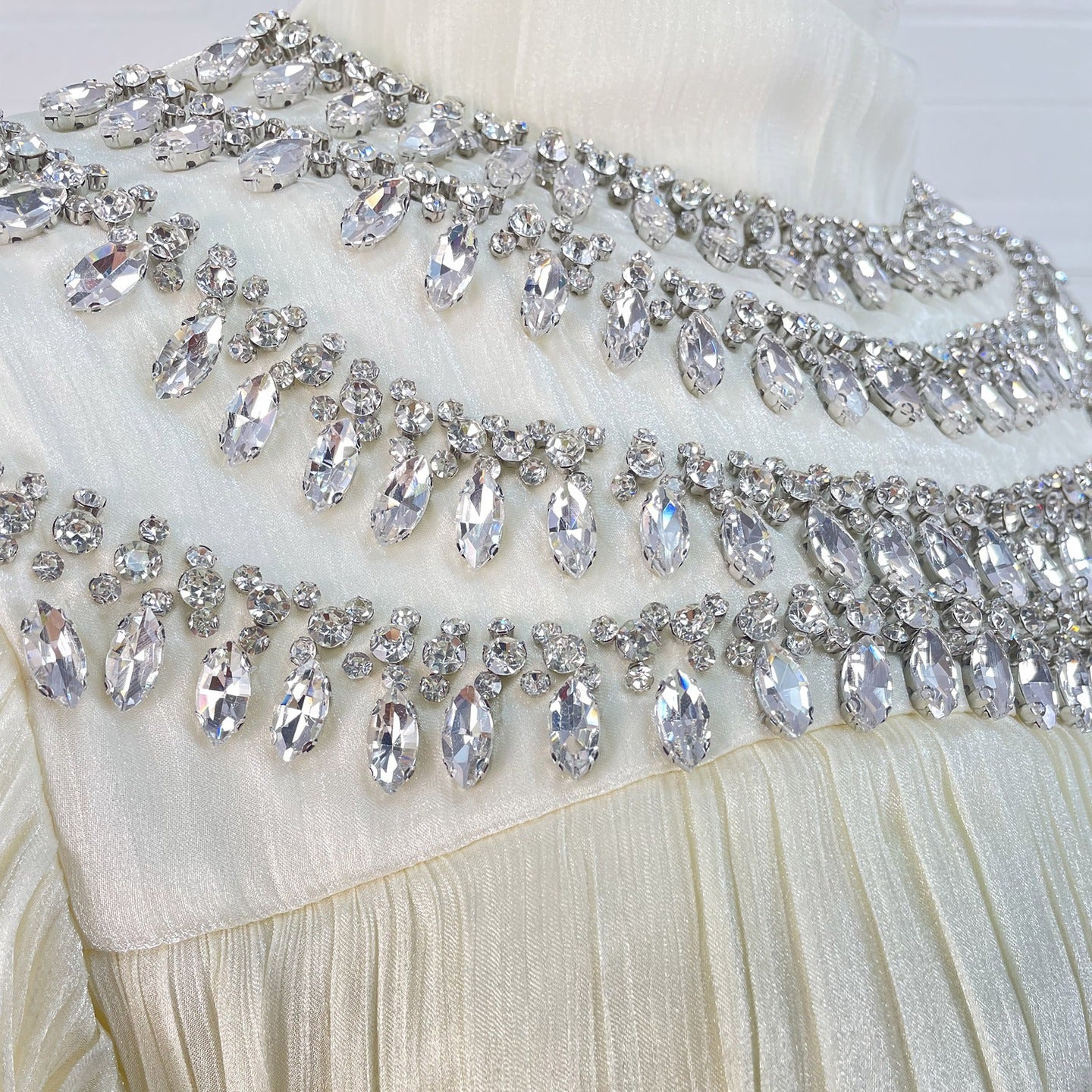Luxury Rhinestone Collar Maxi Dress(MA440)