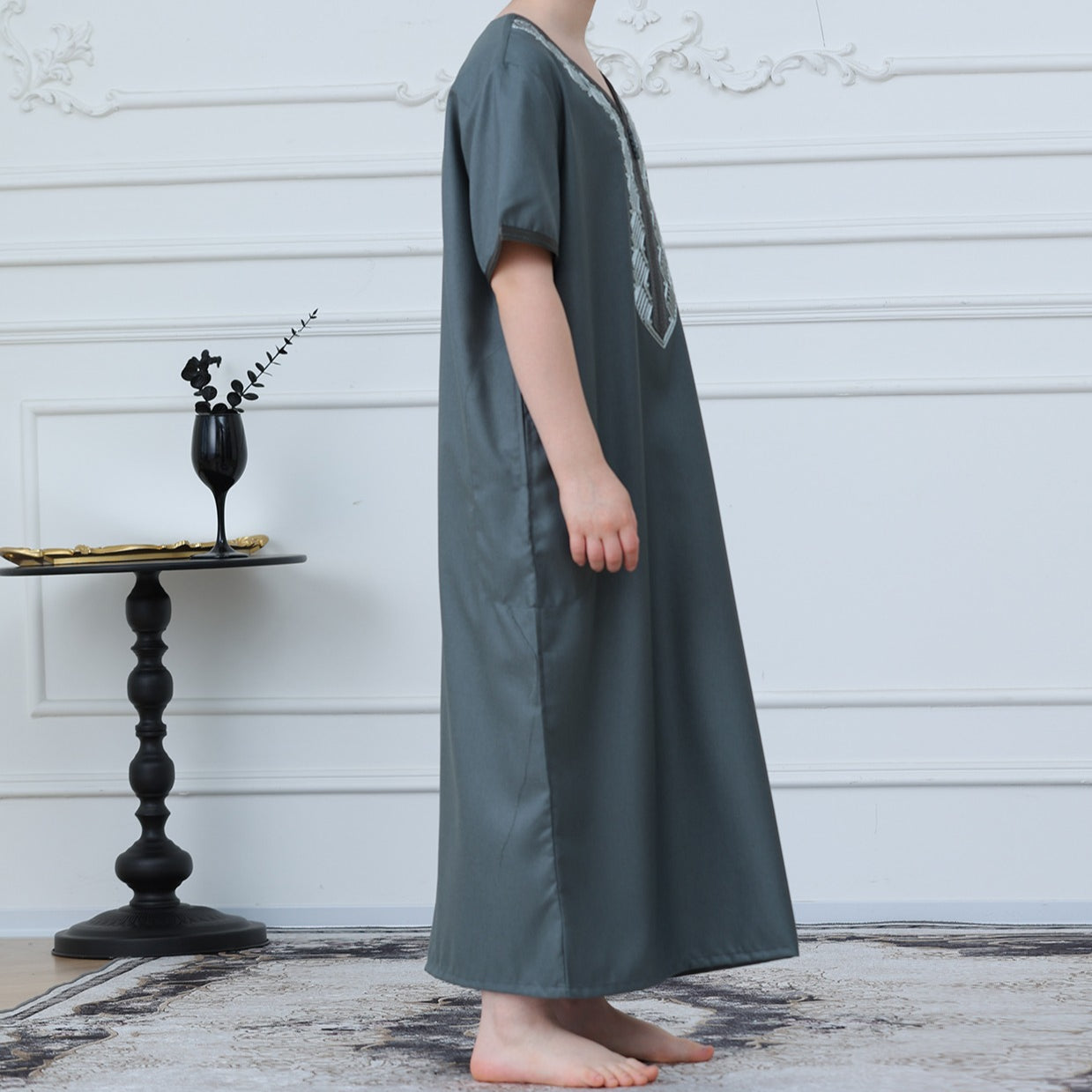 Boys Embroidered Zip-Front Thobe(MKB012)