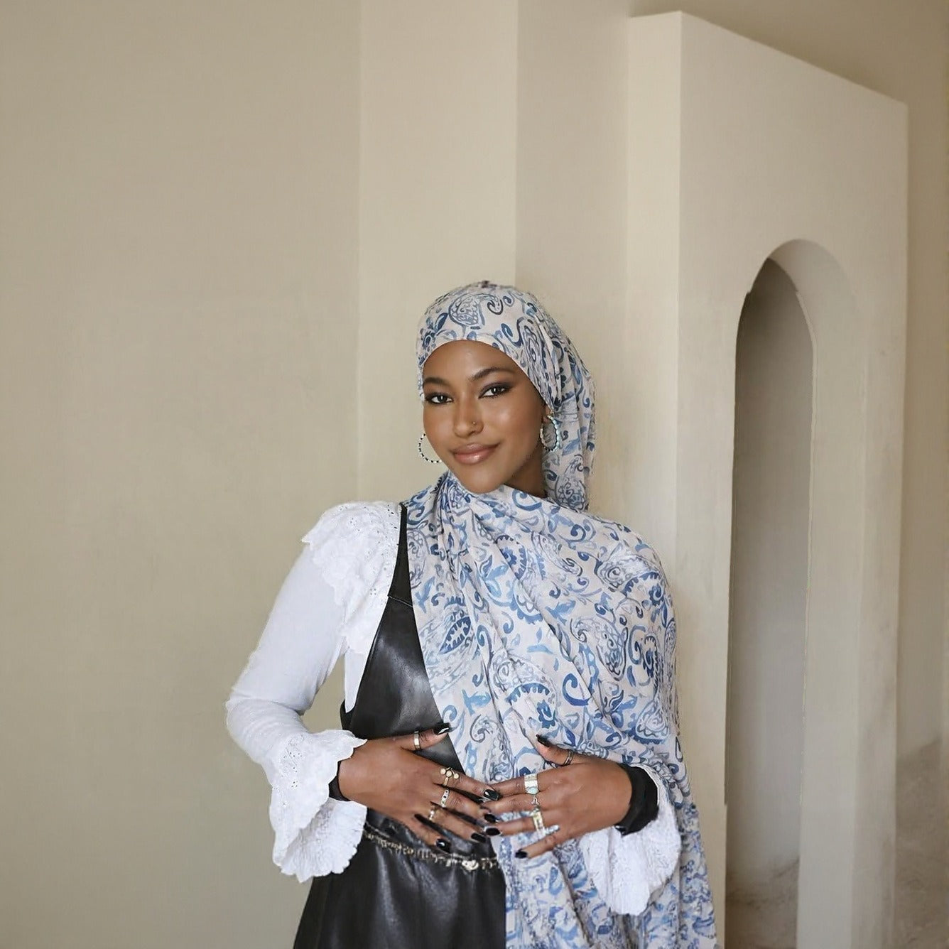 Printed Cotton Hijab Scarf | Soft Breathable Long Headscarf(MH201)