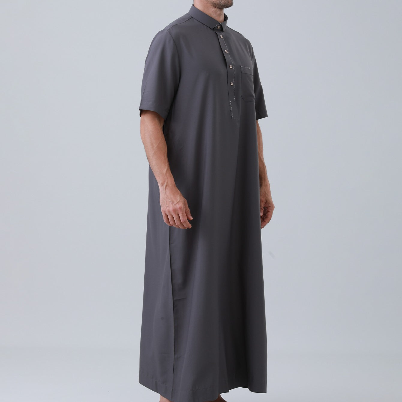 Men's Solid Color Thobe with Button Placket(MT038)