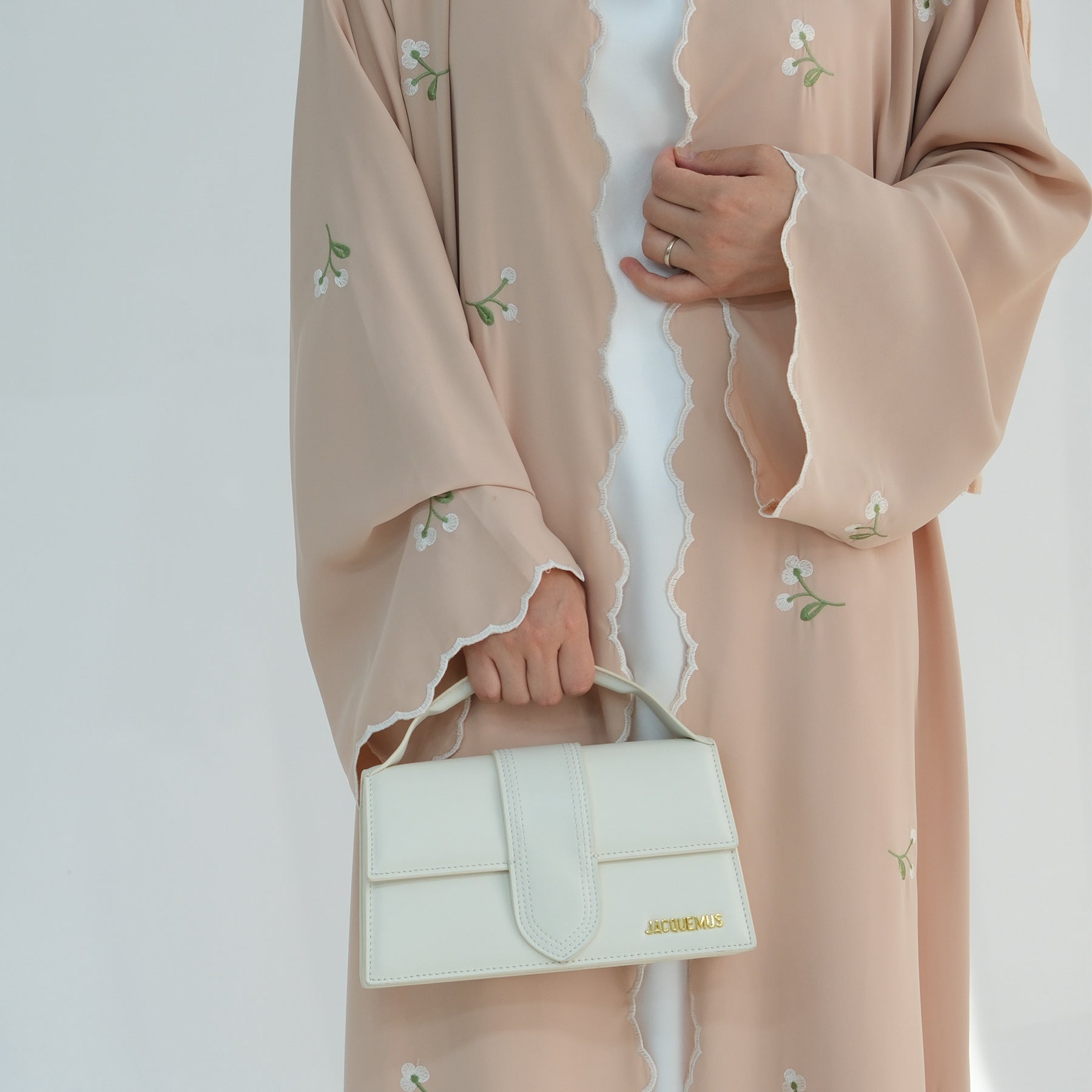 Open Abaya With Flower Embroidery | Floral Embroidered Elegant Open Abaya (MOA101)