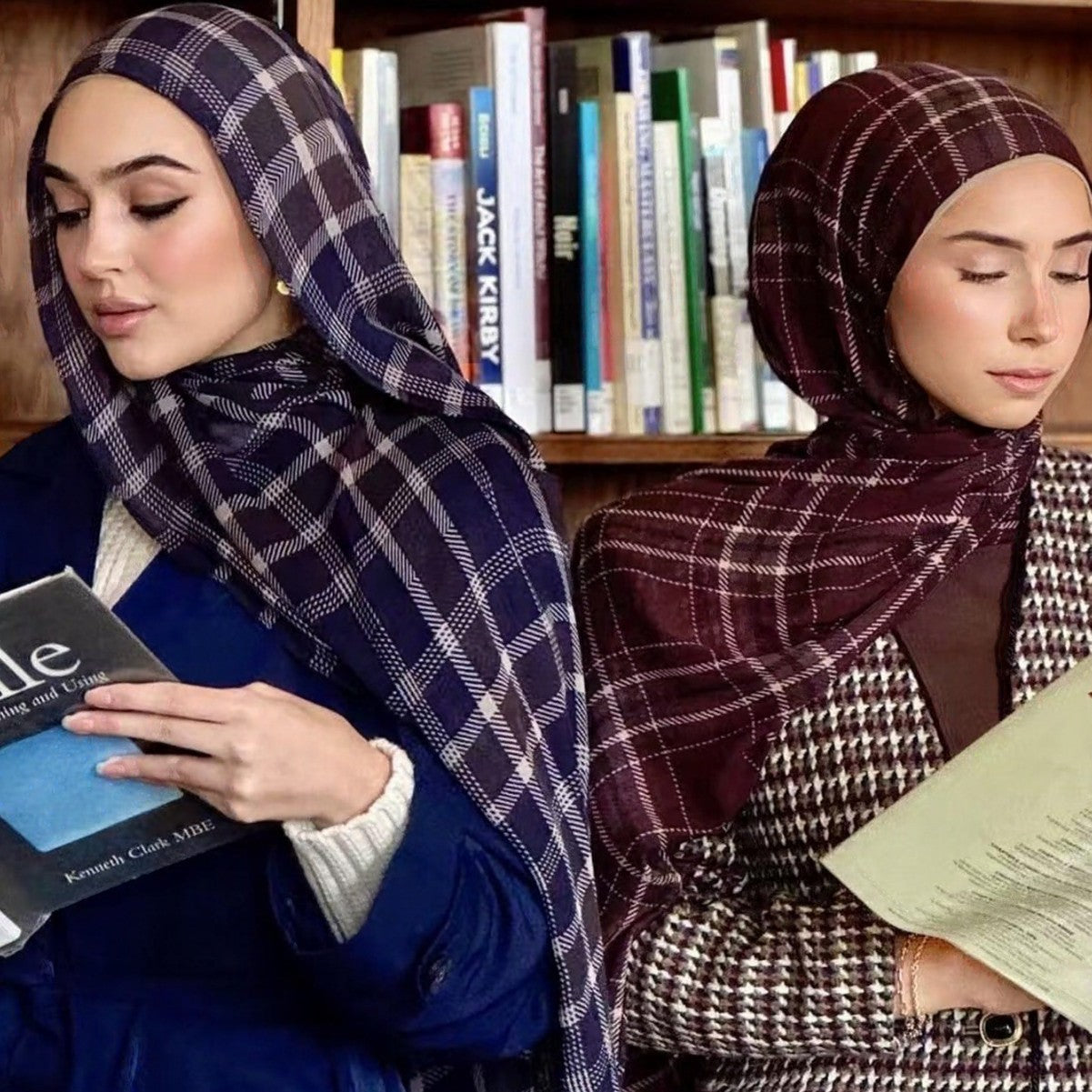 Plaid & Houndstooth Hijab Scarf(MH213)