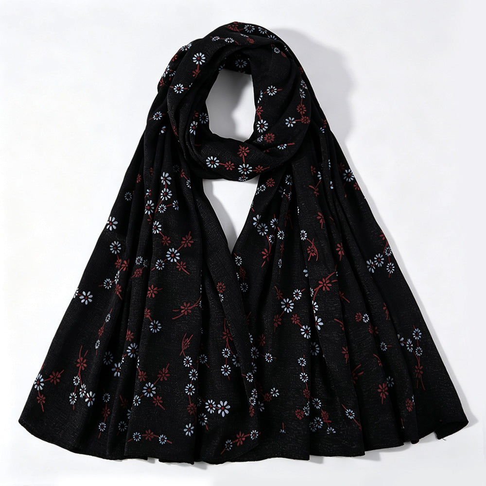 Daisy Floral Print Shimmer Hijab Scarf(MH245)