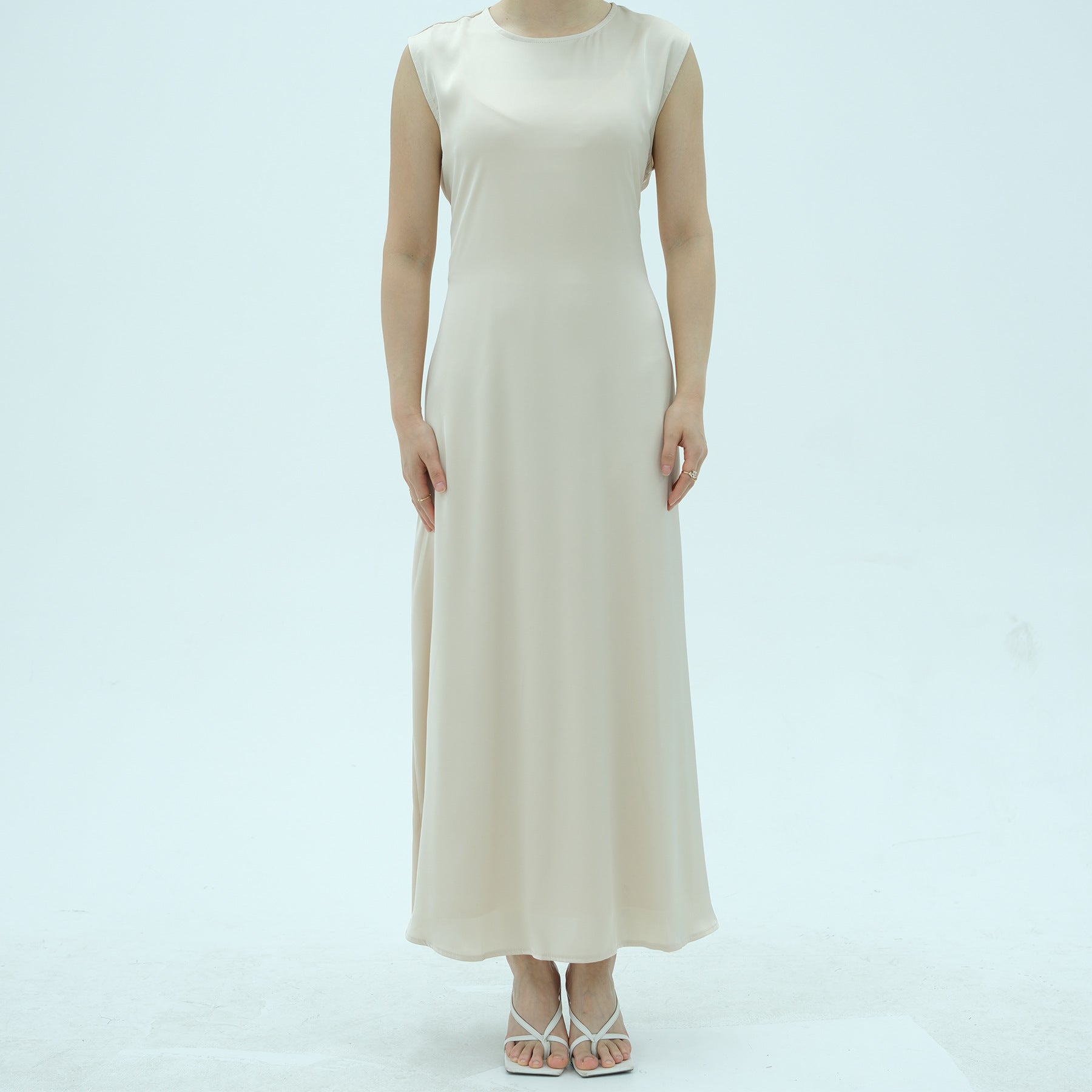 Corset-Back Lace-Up Sleeveless Maxi Dress(MS472)