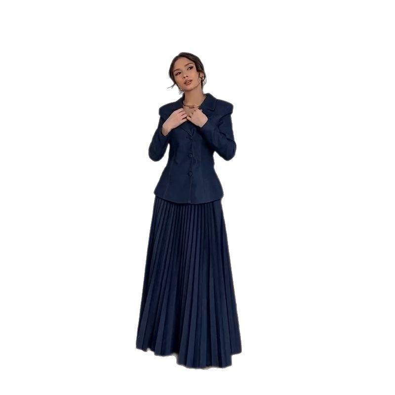 Navy Blazer & Pleated Skirt Set(MS287)