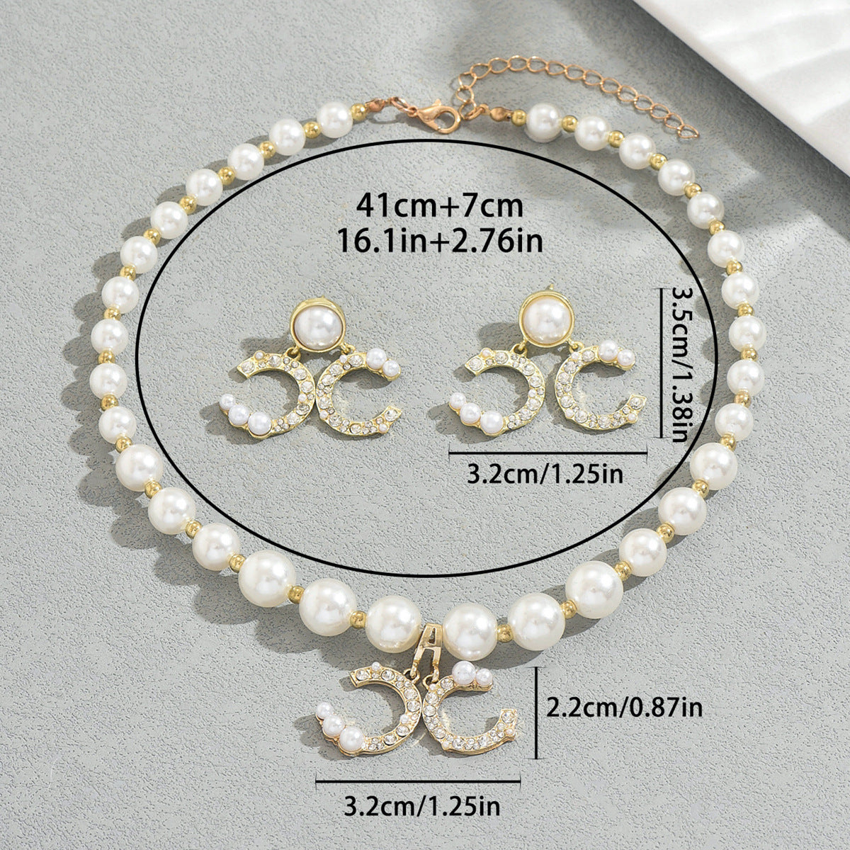 Pearl Necklace & Earring Set Elegant Jewelry Collection (MAC418)