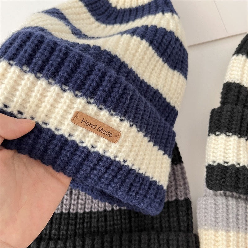 Striped Slouchy Beanie Hat(MAC305)
