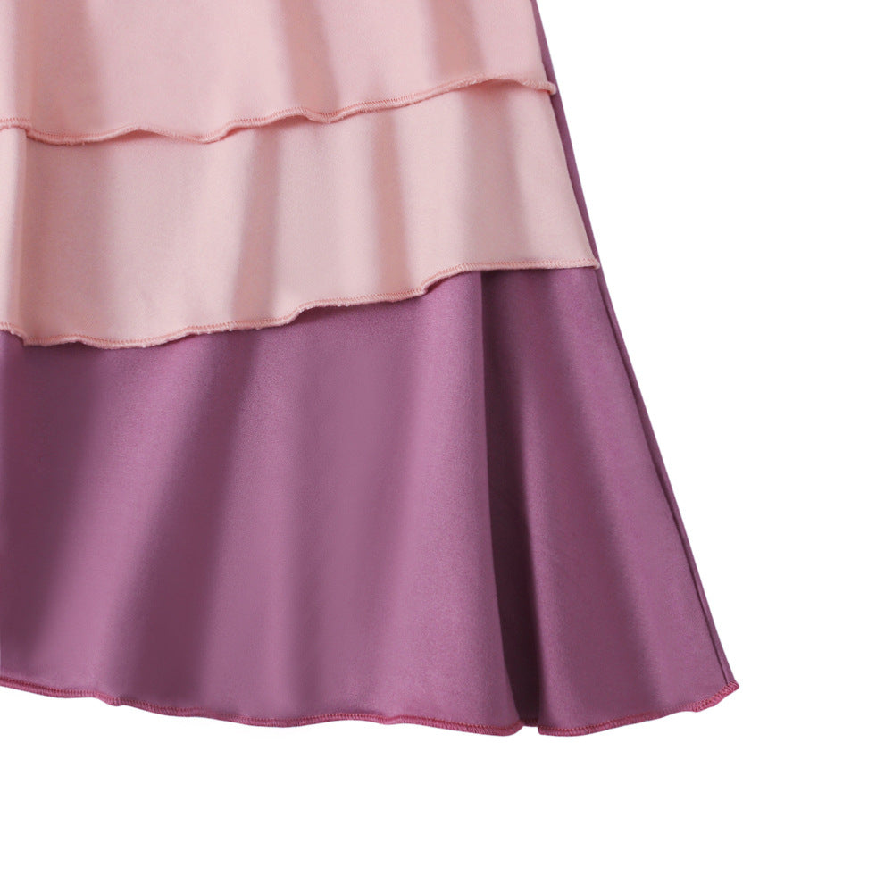 Matching Color Ruffle Abaya 2-Piece Set Kid Abaya(MKG011)