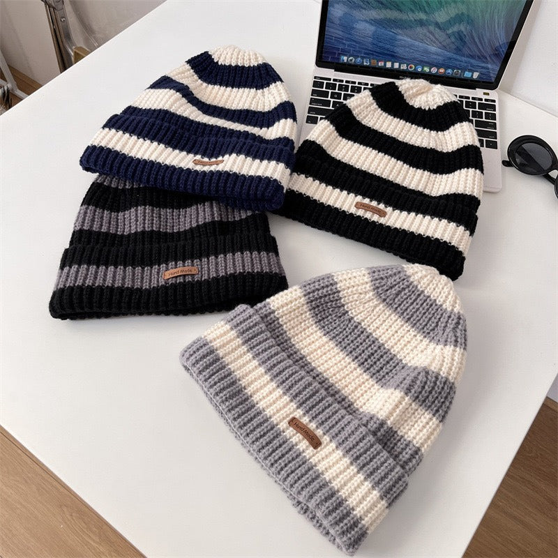 Striped Slouchy Beanie Hat(MAC305)