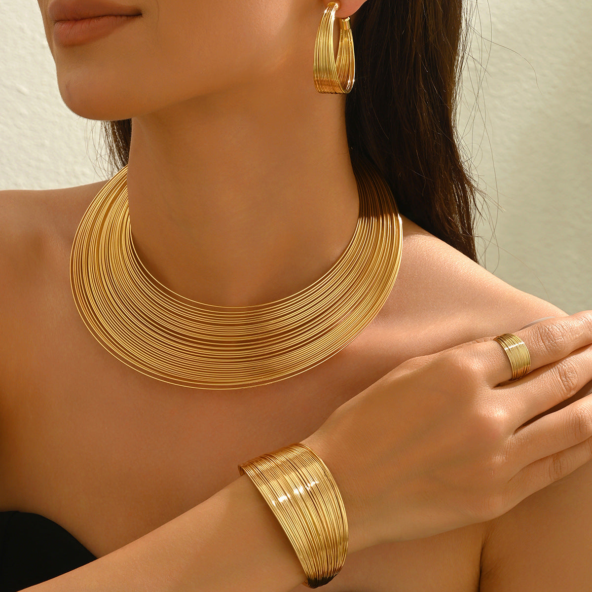 Geometric Multi-Layer Metal Jewelry Set (MAC417)