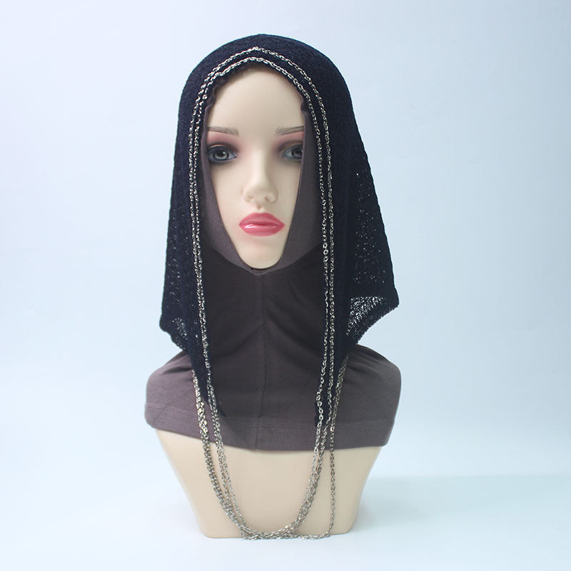 Chain Trim Hijab Cap | Sparkle Knit Balaclava with Chains(MAC375)