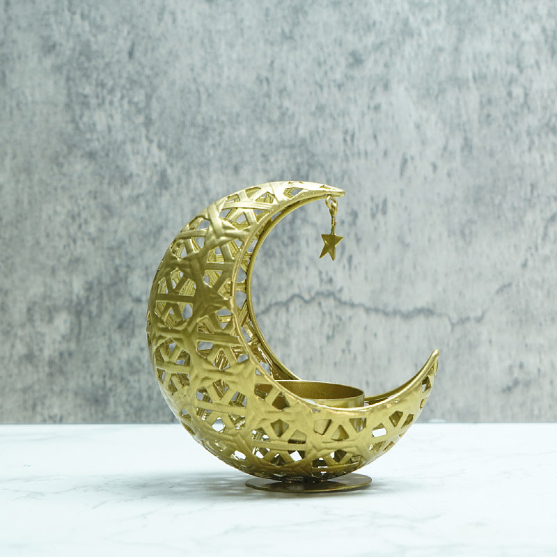 Hollow Moon Candle Holder – Iron Ramadan Decorative Accent (MAC379)