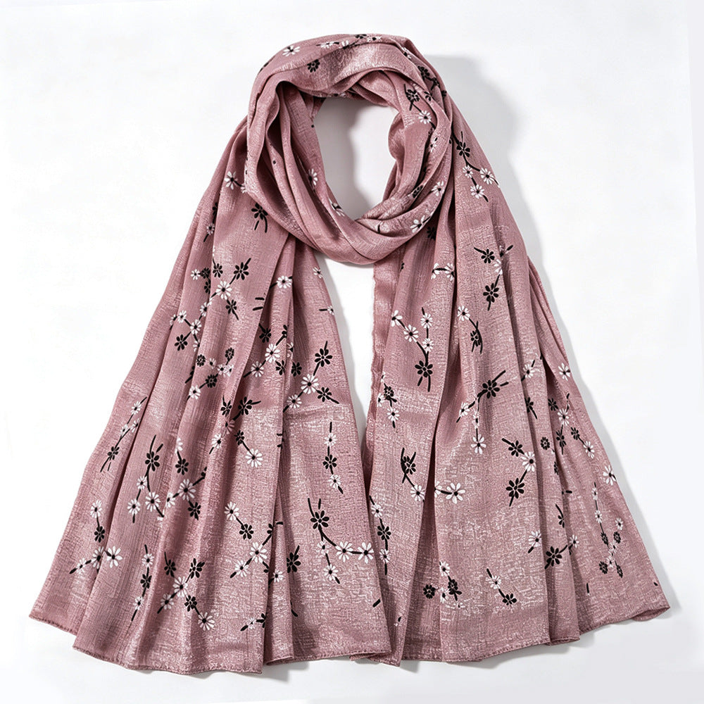 Daisy Floral Print Shimmer Hijab Scarf(MH245)