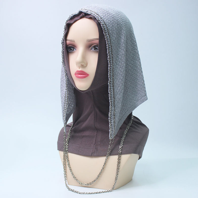Chain Trim Hijab Cap | Sparkle Knit Balaclava with Chains(MAC375)
