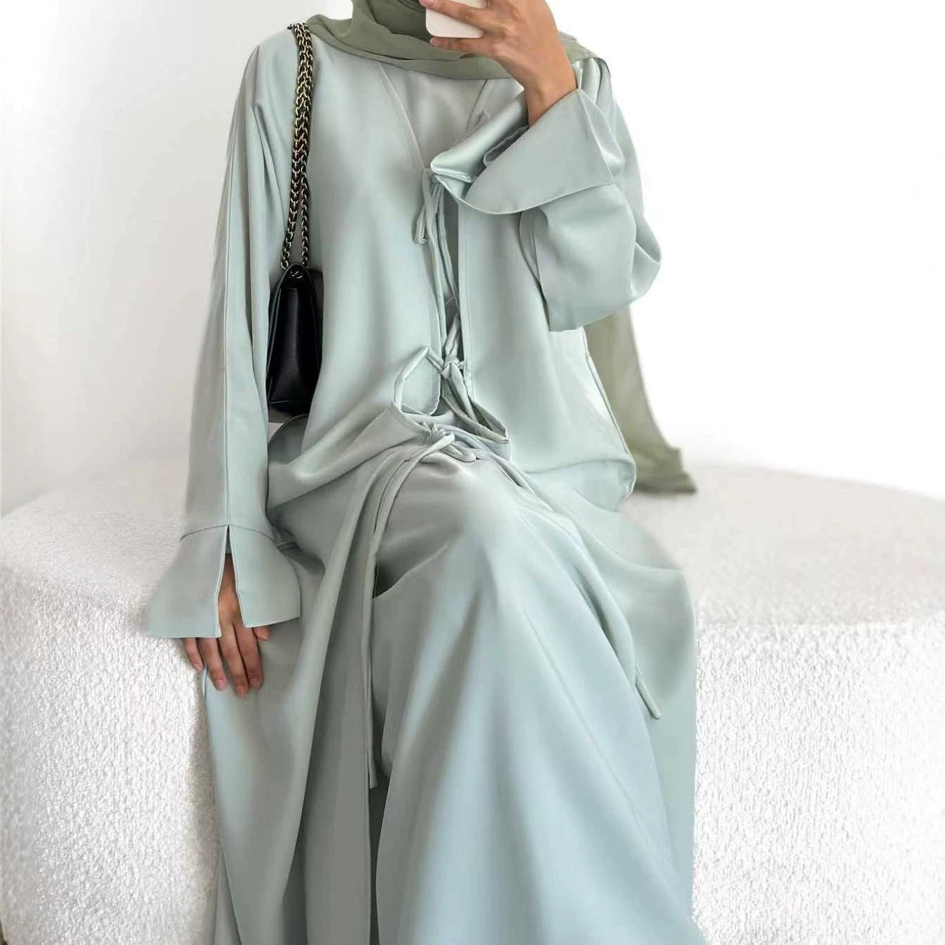 Nida Three-Piece Open Abaya Set(MOA340)