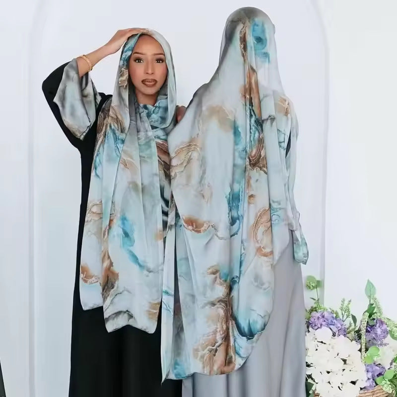 Silk Marble Print Hijab Scarf(MH209)