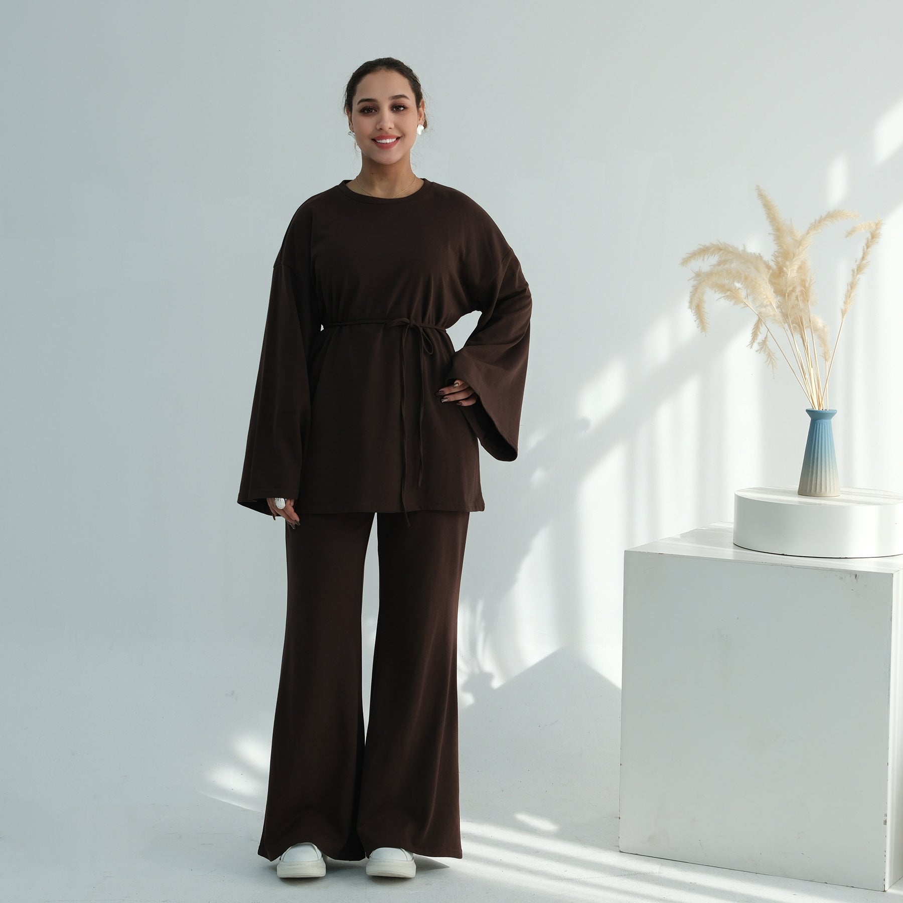 100% Cotton Oversized Top & Wide-Leg Trouser Set(MS450)