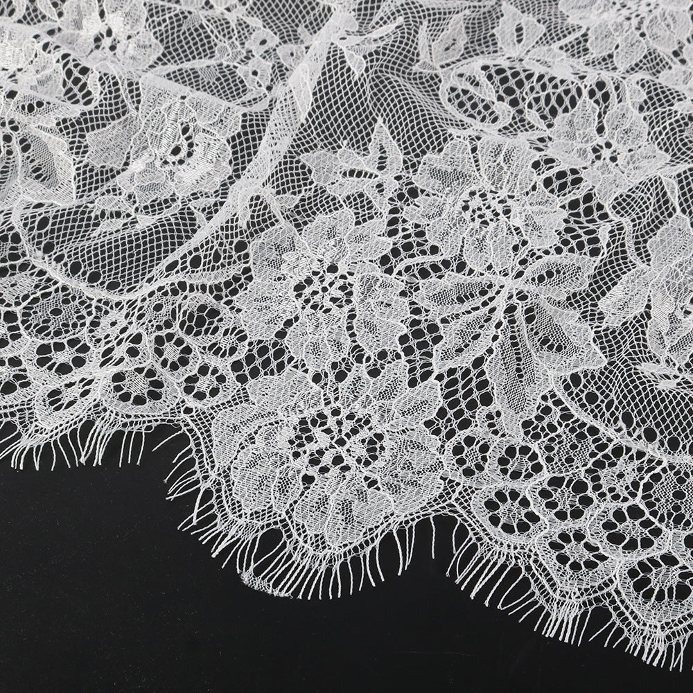 Floral Lace Hijab with Eyelash Fringe Edge(MH237)