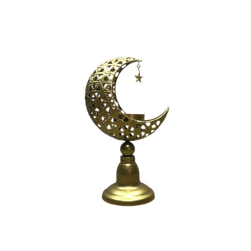 Hollow Moon Candle Holder – Iron Ramadan Decorative Accent