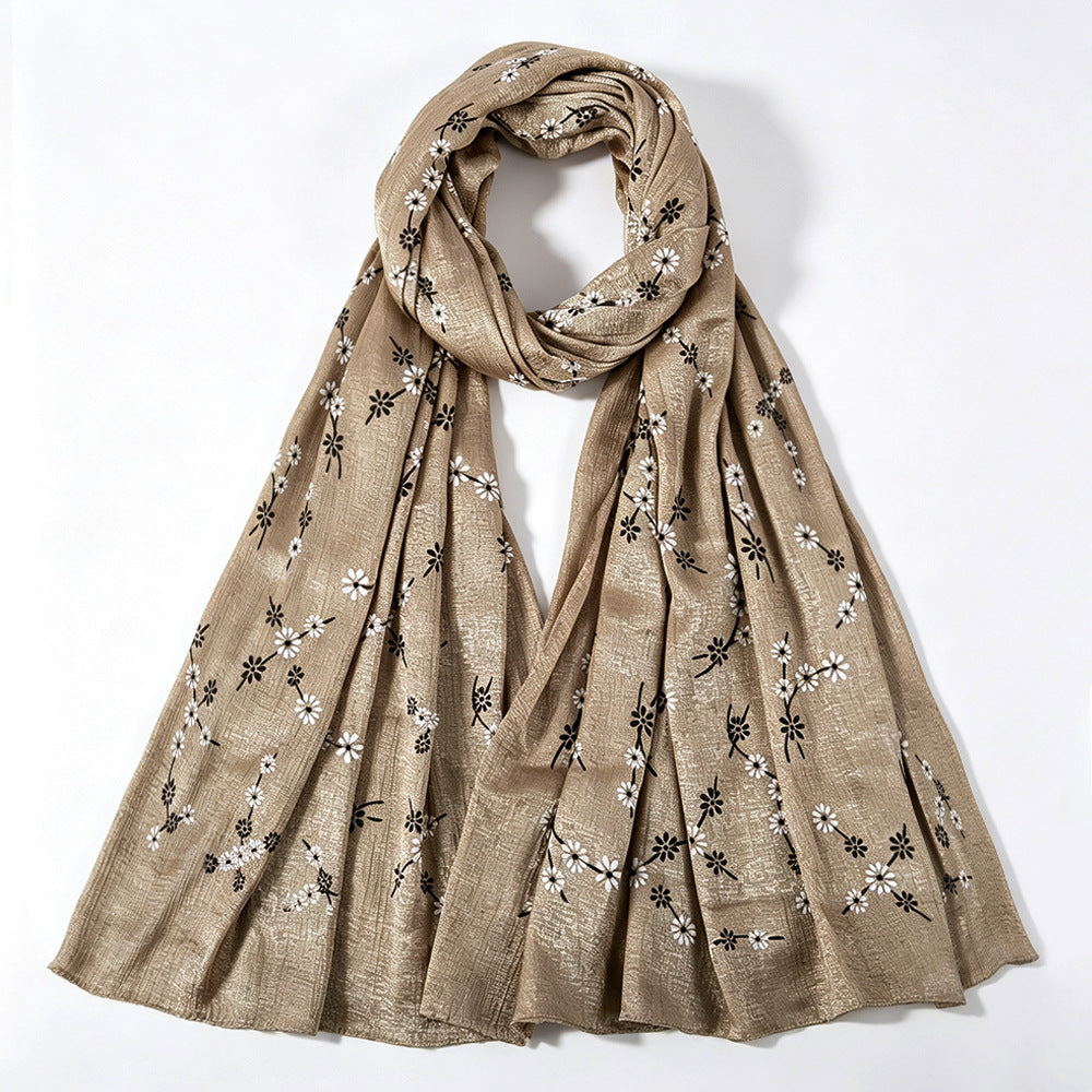 Daisy Floral Print Shimmer Hijab Scarf(MH245)