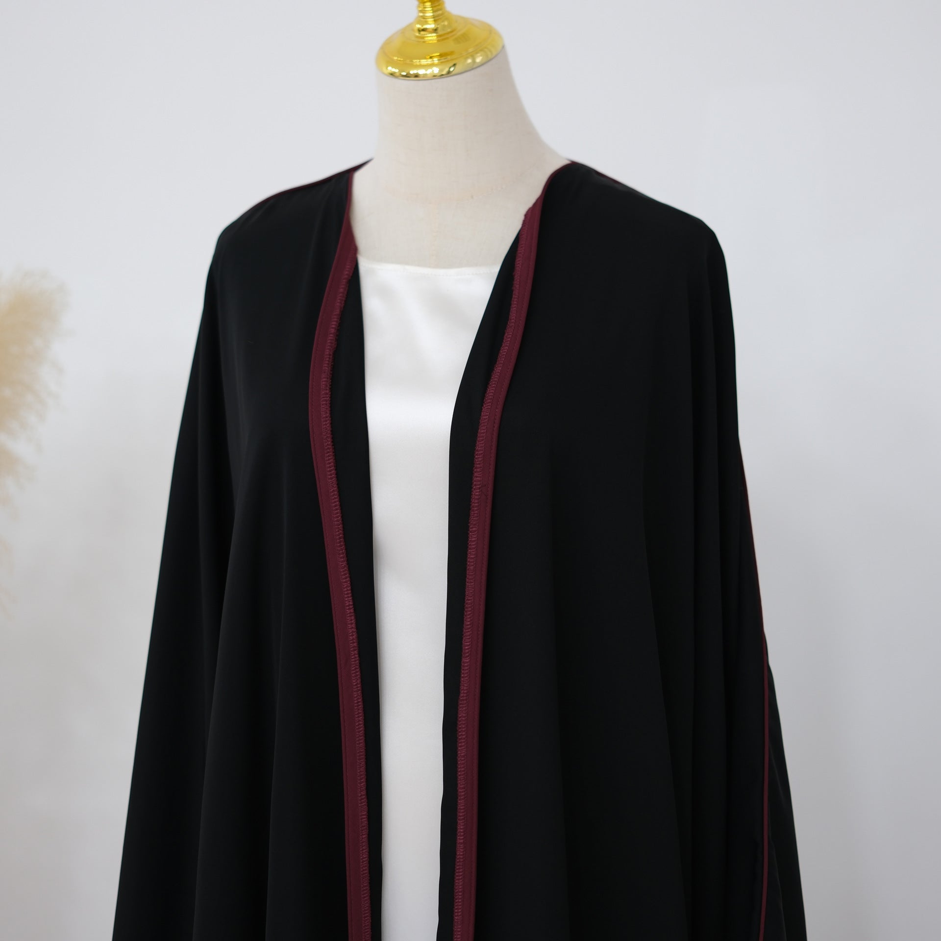 Contrast Piped Batwing Open Abaya(MOA325)