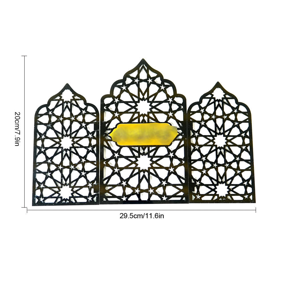 Islamic Acrylic Folding Screen Hollow Pattern Desktop Decor (MAC402)