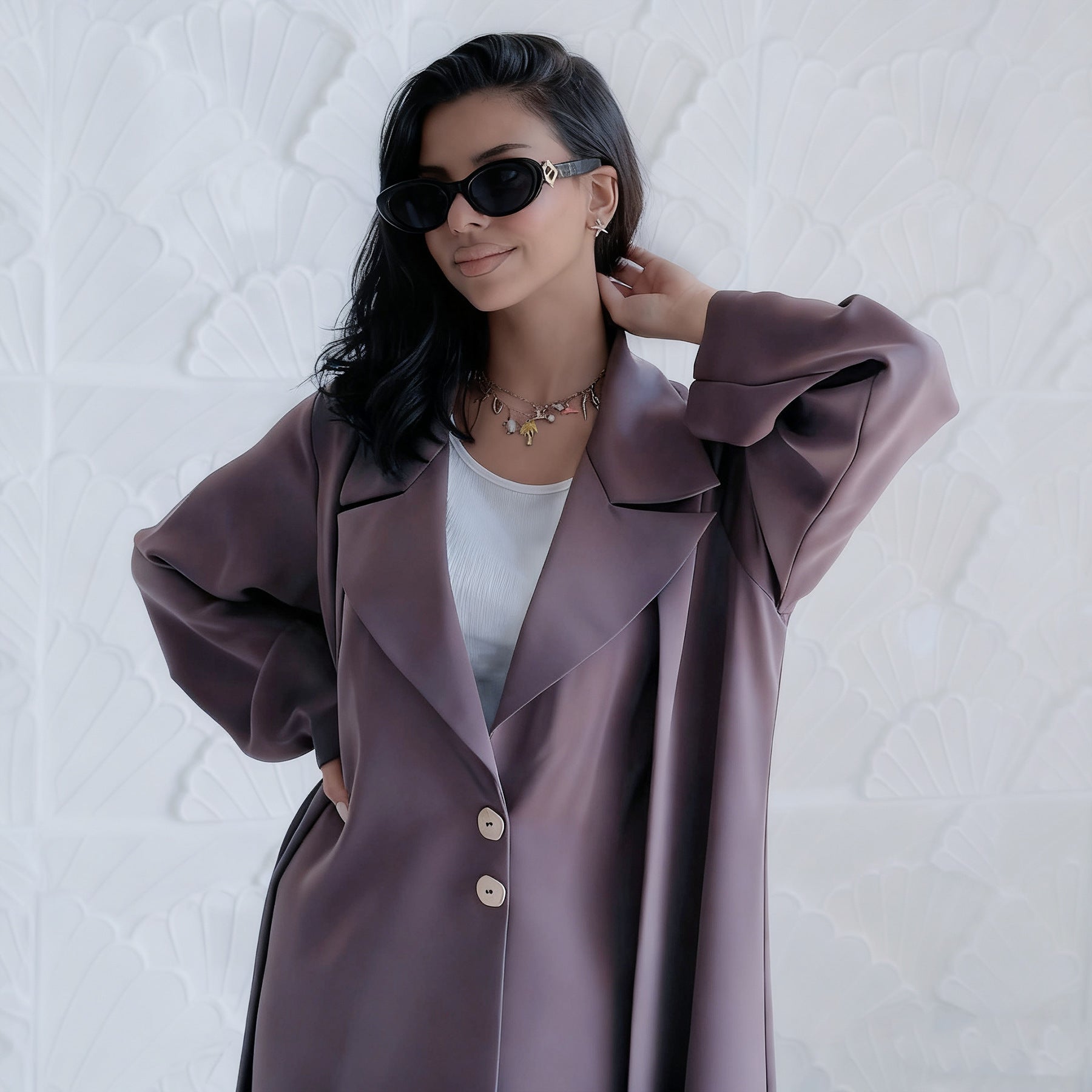 Blazer Open Abaya Set with Hijab(MOA272)