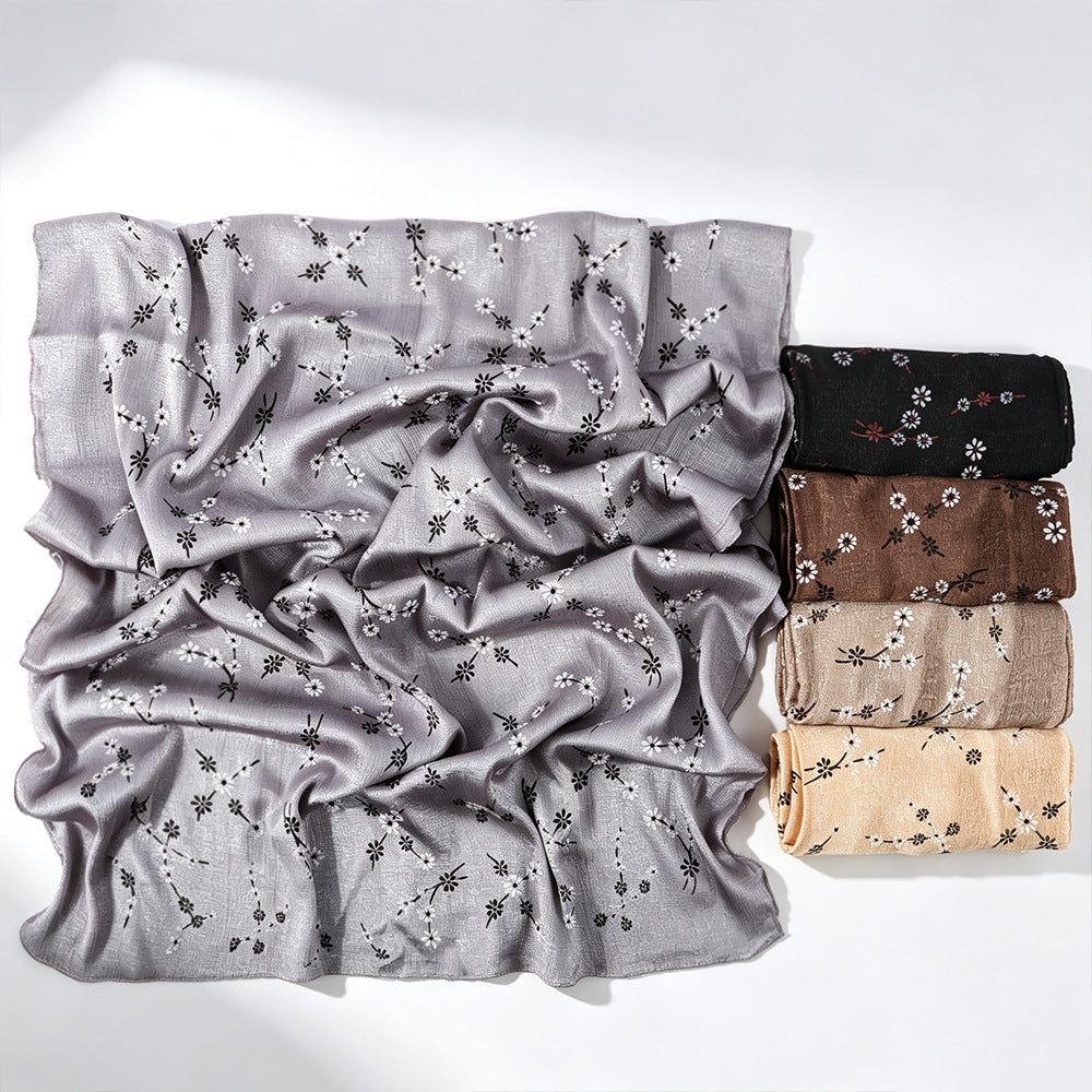 Daisy Floral Print Shimmer Hijab Scarf(MH245)