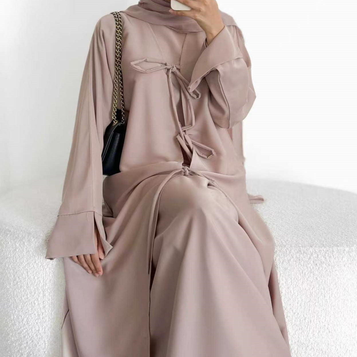 Nida Three-Piece Open Abaya Set(MOA340)